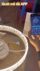 Quạt đèn ốp trần hiện đại kết nối qua điện thoại thông minhphù hợp cho trang trí phòng ngủ phòng khách căn hộ Chung Cư