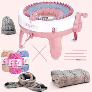 SENTRO 40 Needles Knitting Machine Kit - 3 Yarn & Tools Flat & Circular Knitting Quickly Knitting HatsScarvesGlovesSweaters