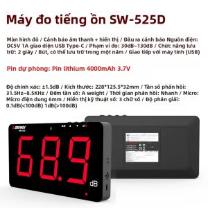 Máy Đo Mức Âm Thanh Kỹ Thuật Số SNDWAY SW-525B 130dB Gắn Tường Cầm Tay Phản Hồi Nhanh Với Chức Năng Lưu Trữ Dữ Liệu Công Cụ Đo Tiếng Ồn