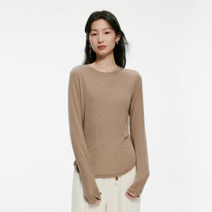 Yigue | Slim Fitting Round Neck T-Shirt for Spring Thin Long Sleeve Casual Style