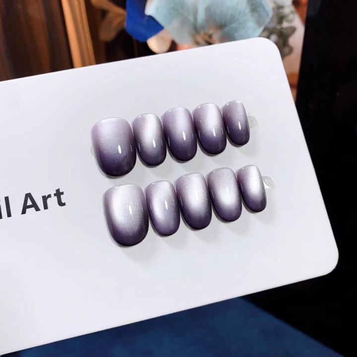 Nhựa Giả Móng Tay Ngắn Thủ Công Đơn Giản Phong Cách Mèo Mắt Trang Trí ...