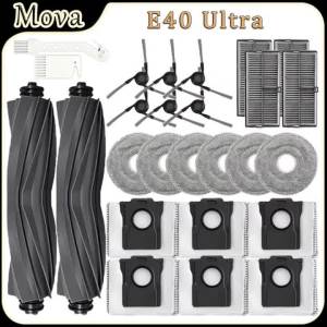 For Mova E40 Ultra Robot Vacuum Cleaner Accessories Rubber Main Brush HEPA Filter Mop Pads Side Brush Dust Bag Replacement Parts