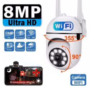 8MP Wifi IP Outdoor Wireless Security Surveillance PTZ Camera 4X Zoom Cameras AI Human Tracking Two-way Audio HD Night Color Cam