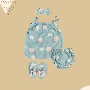 Dress Bayi Perempuan META By Little Koda Set Panty Sepatu Prewalker dan Headband Baju Bayi Cewek usia 3-18 Bulan Murah