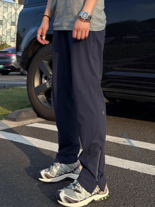 Quần Nỉ Chống Thấm Nước Thể Thao Ngoài Trời Nhanh Khô Cho Nam Quần Ống Đứng Quần Áo Làm Việc Quần Ống Rộng Cạp Chun Quần Dài