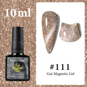 Rainbow Ghini 10ml Crushed Diamond Cat Eye Gel Nail Polish Purple Color Glitter Gel Varnish Magnetic Long Lasting UV Gel Polish