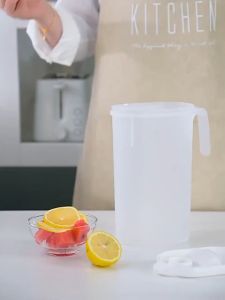 Plastic Water Kettle Jug  Ice Tea Juice Beer Kitchen Teapot White Open Kettle Tie Pot with Lid Plastic Cold Kettle with Lid for Cold Water Large-capacity