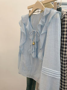 Áo Sơ Mi Nữ Cổ Chữ V Thắt Nơ Phong Cách Hàn Quốc Mùa Xuân Thanh Lịch Ngọt Ngào Nhẹ Nhàng Thường Ngày Thời Trang Áo Dài Tay Dài