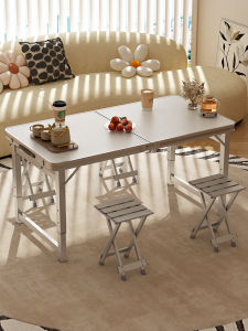 Portable Folding Table Outdoor Night Street Stall Camping Wilderness Dining Table Chair Small Table Modern Simple Style Aluminum Metal