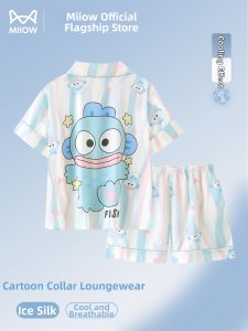 MiiOW | Childrens Summer Thin Short Sleeve Shorts Homewear Set Outwear Suitable Ice Silk