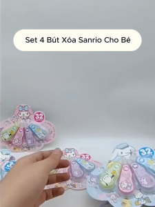 Set 4 Bút Xóa Kéo Dạng Film Cao Cấp Họa Tiết Sanrio Băng Xoá Giấy Cho Học Sinh Sinh Viên Nhiều Hình Dễ Thương