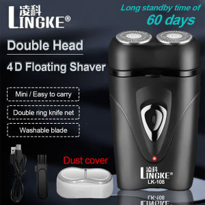 LINGKE Shaver For Men Rechargeable Dual-Head Electric Shaver Multifunctional Floating Mini Shaver Travel Portable Original Japan Made Washable Blade Razor Shaver Ultra-long Battery Life USB Charging High Speed Silent Easy Cleaning Beard Shaver