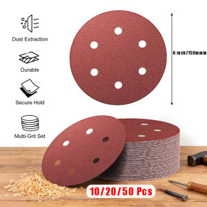 6 Inch 6 Hole 150mm Sandpaper Woodworking Metal Grinding Disc Abrasive Polishing Tool 40/1000/2000 Grit Sanding Discs