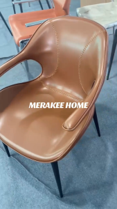 MERAKEE Dining Chair Saddle Leather Black/Gold/Rose Gold/Silver Stand Dining Room Furniture TS375
