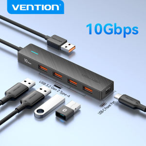 Vention USB 3.2 Gen 2 Multi Port HUB Extension 10Gbps High Speed Transfer Type C Power Supply 4 USB Port Splitter for Laptop Dell Lenovo HP Macbook PC Adaptor