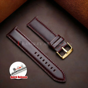 langley | Gold Pin Buckle Vintage Cowhide Watch Strap Brown Head Layer Cowhide Universal Watch Band Accessories 18mm 20mm 22mm 24mm 26mm