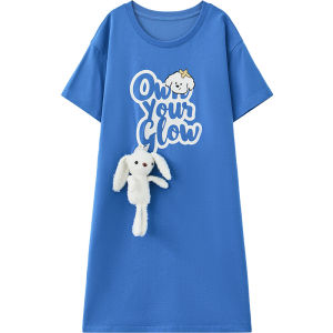 Hodo | Hodo Girls Sleepwear Short Sleeve Soft Cotton Cool Feeling Thin Home Clothes Summer Comfortable Breathable Loose Childrens Outfit