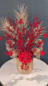 【SG Local Stocks】Artificial Flower Red Fruit Floral Decor Ginkgo Leaf Eucalyptus Golden Home Fake Plant Decor人造仿真花装饰