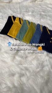 Setelan Baju Kaos Anak Laki Laki Wangki List dan Hot Pants Drill Usia 1-14 tahun