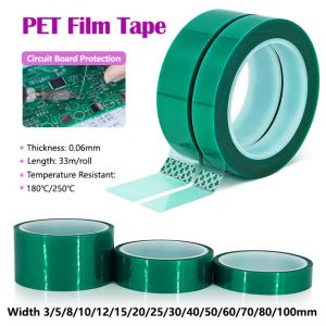 33M Green PET Film Tape High Temperature Heat Resistant Plating Shield Insulation Protection Tapes Strips Thickness 0.05mm