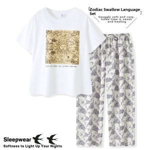 DAISONG | Cute Summer Sleepwear Suit Cotton Thin Wearable