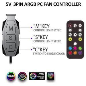 Zezzio | Bộ Điều Khiển Quạt Mini ZEZZIO ARGB 5V 3PIN SATA Bộ Chuyển Đổi Quạt Máy Tính Với Cáp Nối Dài Điều Khiển Từ Xa Cho Hệ Thống Làm Mát RGB