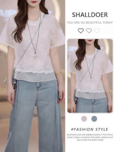 Shalldoer | Áo sơ mi tay ngắn ren cao cấp cho nữ mùa hè 2025 thiết kế mới thanh lịch thời trang áo dài tay thường ngày phong cách thường ngày