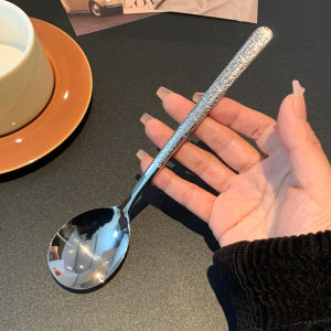 High Aesthetic Value Japanese Style Hammered Pattern Stainless Steel 304 Food Grade Soup Spoon Premium Quality Household Cutlery