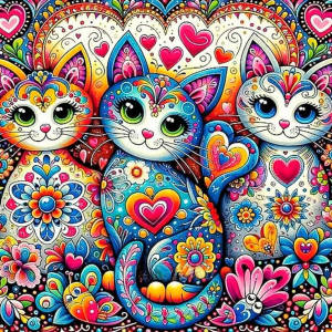 HUACAN Cat Diamond Paintings Heart Full Square Round Diamond Mosaic Art Craft Animal Diamond Embroidery Kit Decorative Paintings