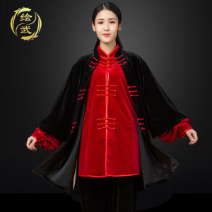 ชุดไทเก๊กสำหรับผู้หญิงชุดใส่ด้านนอกให้ความอบอุ่นผ้ากำมะหยี่สีทองหนาพิเศษใส่ช่วงฤดูใบไม้ร่วงและฤดูหนาวสำหรับผู้ชายชุดทำการแสดงมวยไทเก๊กสามชิ้น