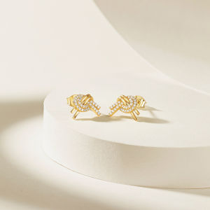 Zhou liu Fu 周六福 S925 Sterling Bông tai bạc độc đáo trái tim Knot Studs dễ thương bông tai nhỏ cho phụ nữ cô gái n0920854