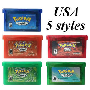 Bandai | 32 Bit Video Pokémon GBA Game Card Bundle USA Version Ruby Sapphire Emerald FireRed LeafGreen Gameboy Advance Cartridge