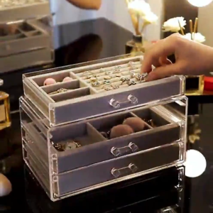 Kotak display Perhiasan 3 Laci / Tempat cincin Aesthetic / Tempat Jam Tangan CF K21