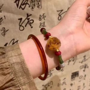 New Arrival Chinese Style Rose Bamboo Beaded Bracelet New Chinese Style Womens Special Interest Light Luxury Bracelet Exquisite Bracelet Hand Jewelry