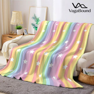rainbow vertical stars Flannel Blanket Warm Soft Halloween Christmas Decorative Couch Warm Cozy All-Season Gift