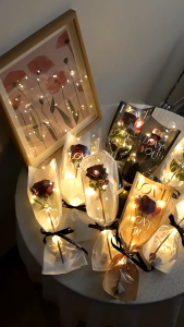 LOVE Transparent Bouquet Bag Single Rose Sleeve for Valentine Proposal Gift Flower Shop Supplies