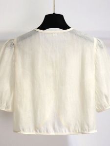 สไตล์จีนใหม่ ผู้หญิง ฤดูร้อน แจ๊กเก็ต คาร์ดิเกน ตาข่ายกระพริบ แขนกุด Wrap Sun Protection แขนสั้น ชุดกี่เพ้า Cover Up