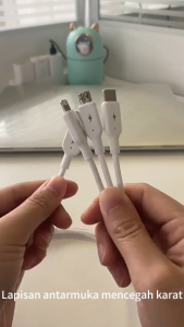 TUTI Kabel Data 3 in 1 Type C Micro USB Lighting Fast Charging Data Cable Original Garansi 1 Tahun