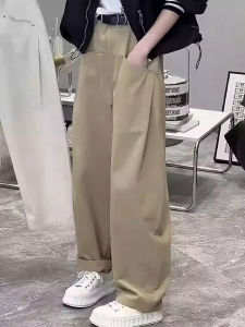 Shalldoer | Cotton Khaki Casual Sporty Simple Leisure Wide Leg Pants