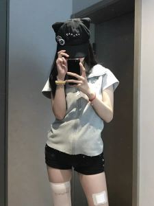 Casual Cartoon Styled Short Hair Sweet Girl Cat Ear Patch Baseball Cap for Men and Women Suitable for All Seasons