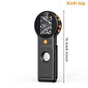Kính Hiển Vi Kỹ Thuật Số Cầm Tay 500X Kính Lúp Gấp Gọn Màn Hình 2.0 Inch Quay Video 1080P Với Camera 2MP 8 Đèn LED Để Kiểm Tra Đồ Trang Sức