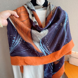 Khăn Choàng Vải Lanh Cotton 130cm Cho Nữ Mùa Hè 2025 Trang Trí Khăn Quàng Cổ Hình Học Trang Trí Mùa Xuân Hè Du Lịch Chụp Ảnh Chống Nắng