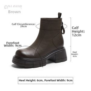 Josiny | Thick Sole Chunky Heel Warm Lined Black English Style Chelsea Boots