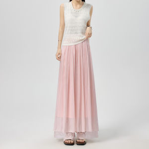 La Chapelle | Lightweight Sun Protection High-waisted Lace-trimmed Chiffon and Silk Blend Wide-leg Pants