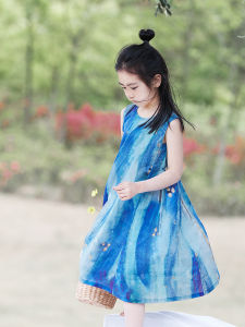 Cool Cotton Linen Vest Dress for Girls Lightweight Breathable Summer Clothing  Style Travel Suitable  Pattern