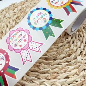 180 Pcs Birthday Badge Roll Stickers – Colorful Ribbon Style Adhesive Labels for Scrapbooking Gift Wrapping Planners