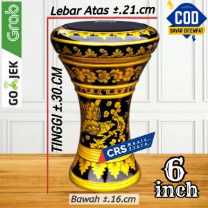 Darbuka Anak 6 inch Bahan Kayu Gold Hitam Mika Hitam