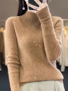 Elegant Semi-High Collar Womens Warm Winter Knitwear