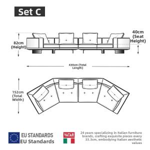 VATAR | Italian Minimalist Genuine Leather Curved Sofa