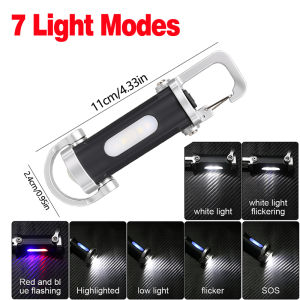 Rechargeable Keychain FlashlightHigh Lumen LED COB Light Portable Handheld Torch Side LightHook Outdoor Camping Emergency